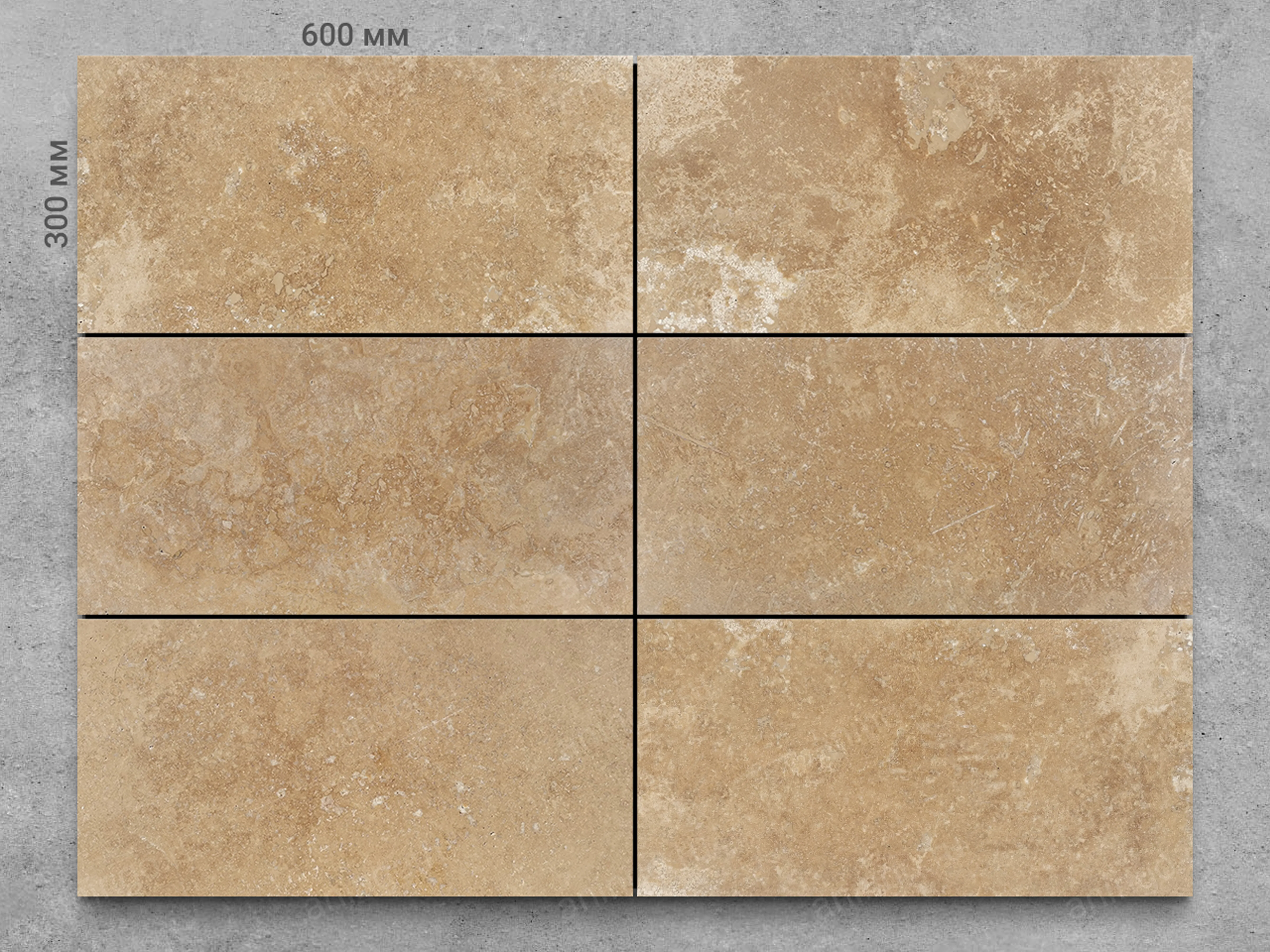 Плитка из травертина DIAMOND C/P полированный 600x300x20 мм, код 6911