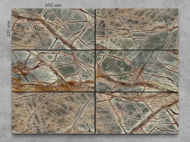 Плитка из мрамора BIDASAR GREEN антик 600x300x20 мм, код 1205