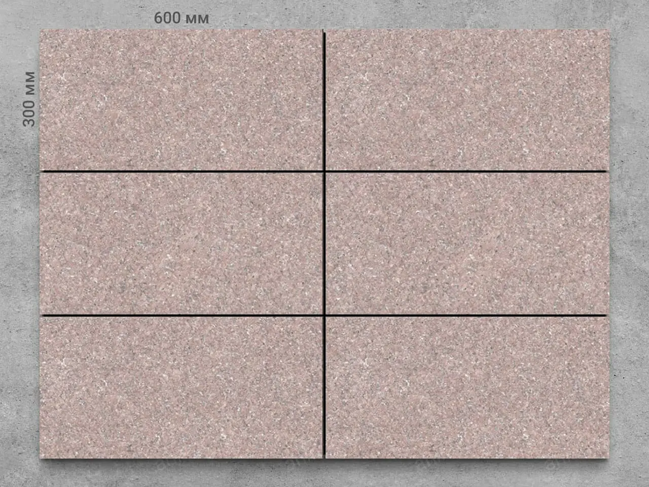 Плитка из гранита JHANSI RED термообработанный 600x300x18 мм, код 3566