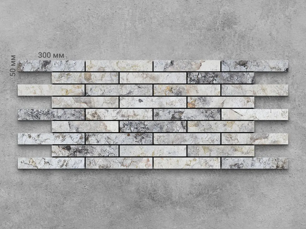 Плитка из мрамора BIANCO ANNERITO колотый 300x50x20 мм, код 16880