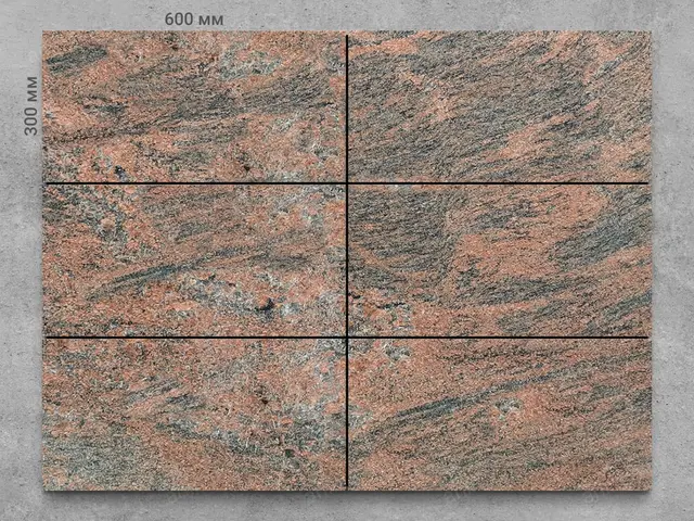 Плитка из гранита MULTICOLOUR RED полированный 600x300x20 мм, код 1135
