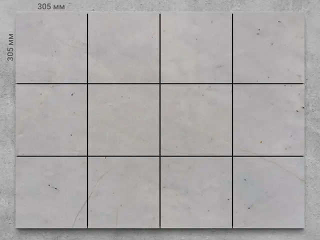 Плитка из мрамора PURE WHITE полированный 305x305x12 мм, код 1733