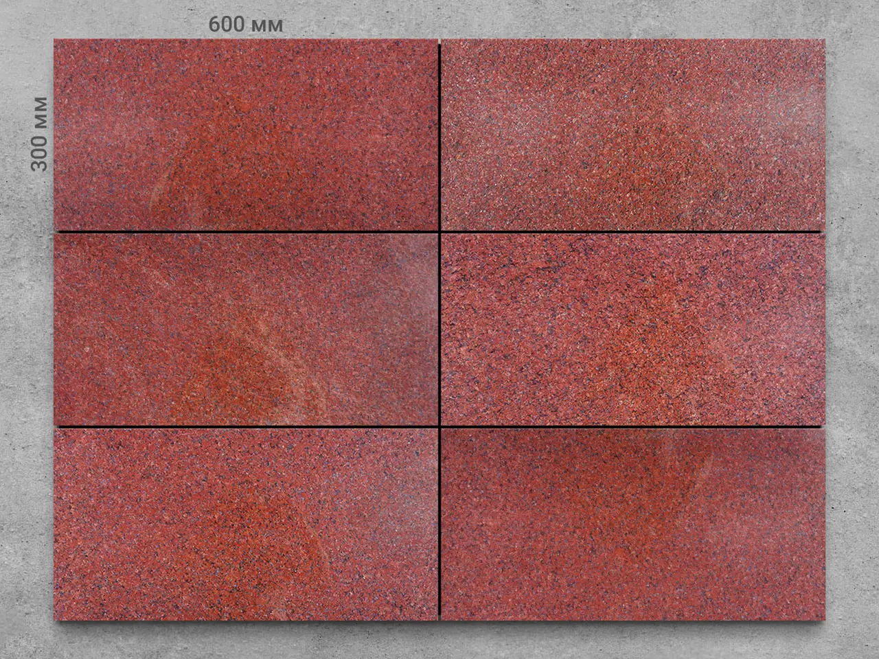 Плитка из гранита JHANSI RED полированный 600x300x30 мм, код 3959