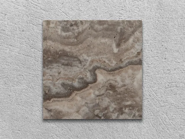 Слэб из травертина SILVER V/P полированный 100x100x30 мм, код 17629