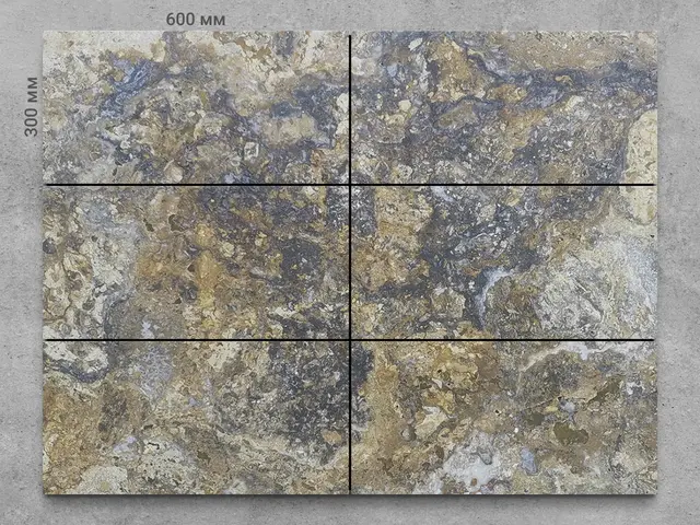 Плитка из травертина ZEBRA BROWN C/P полированный 600x300x20 мм, код 17631