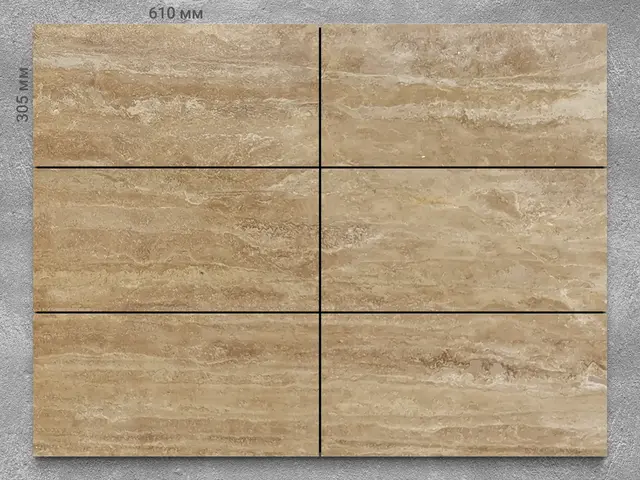Плитка из травертина DIAMOND V/P полированный 600x300x15 мм, код 3997