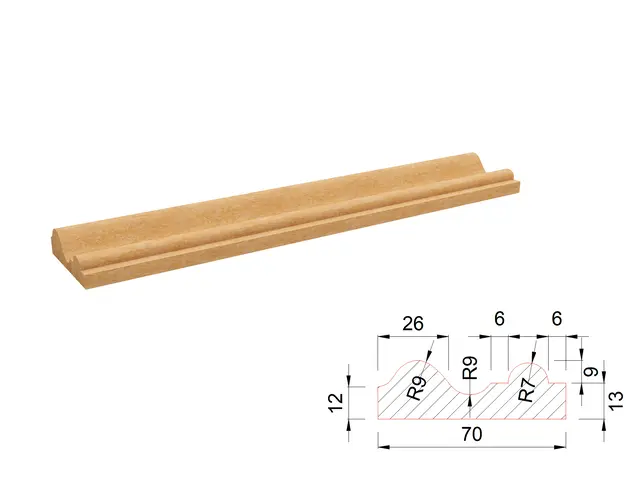 Карниз из травертина DIAMOND VEIN M7 600x70x22 мм, код 27727