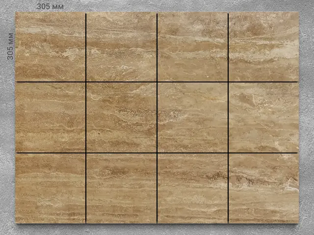 Плитка из травертина DIAMOND V/P полированный 305x305x12 мм, код 1291