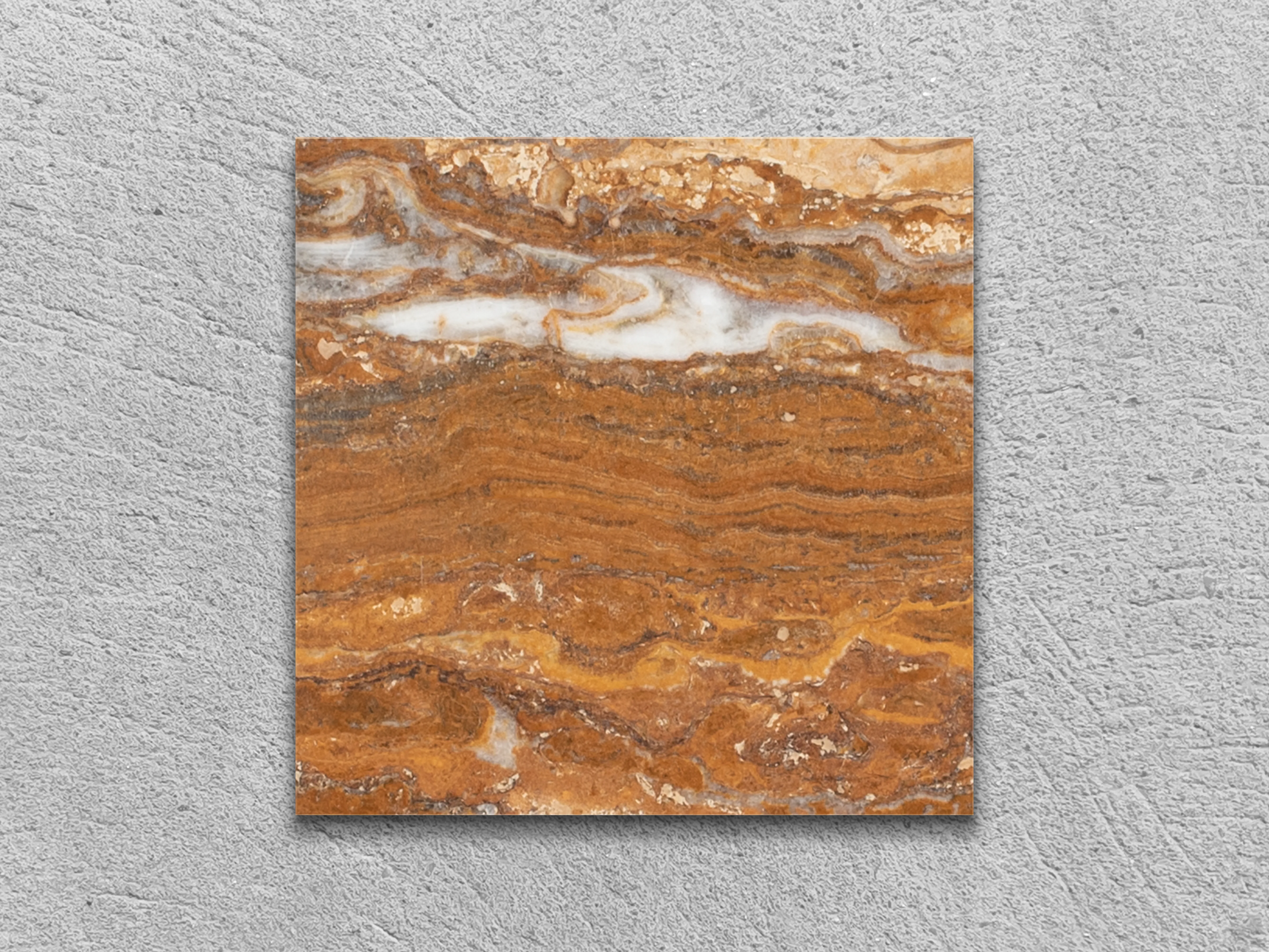 Слэб из травертина ZEBRA BROWN V/P полированный 100x100x30 мм, код 4915