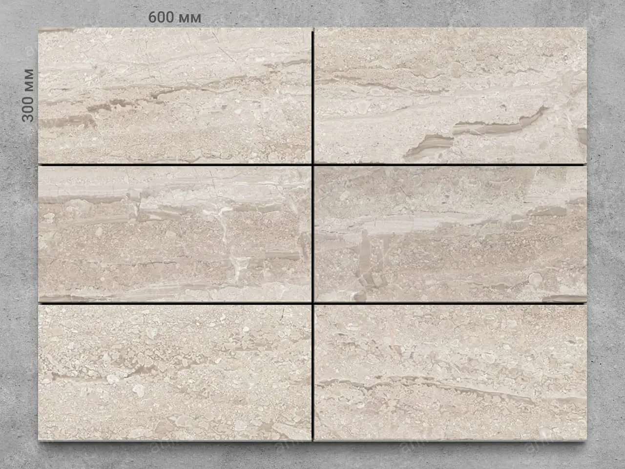 Плитка из мрамора DAINO REALE полированный 600x300x20 мм, код 1210