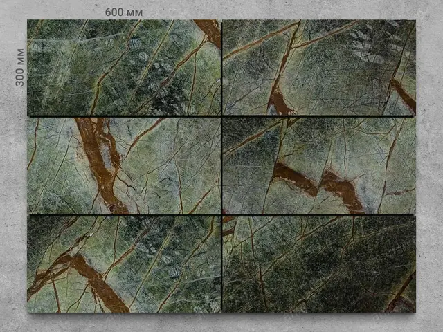 Плитка из мрамора BIDASAR GREEN полированный 600x300x20 мм, код 1206