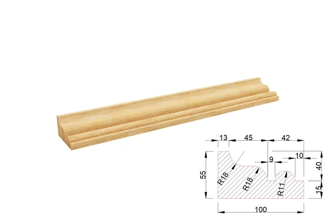 Карниз из травертина DIAMOND VEIN M1 600x100x55 мм, код 26878