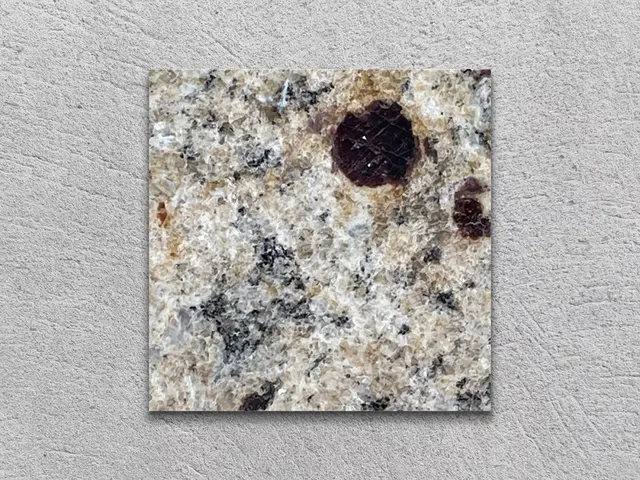 Слэб из гранита GIALLO ORNAMENTAL EXTRA полированный 100x100x20 мм, код 2524