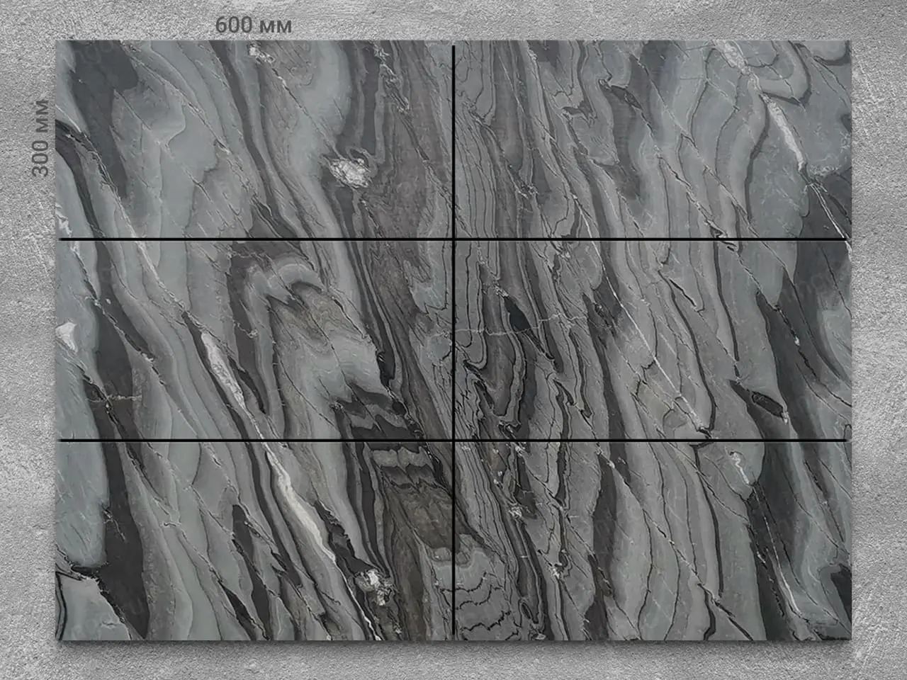 Плитка из мрамора ADILLA BLACK полированный 600x300x20 мм, код 1204