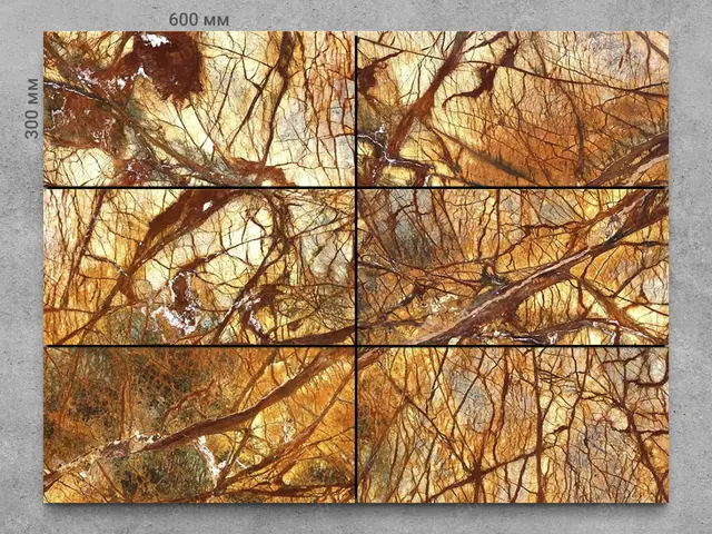 Плитка из мрамора BIDASAR GOLD полированный 600x300x20 мм, код 1196