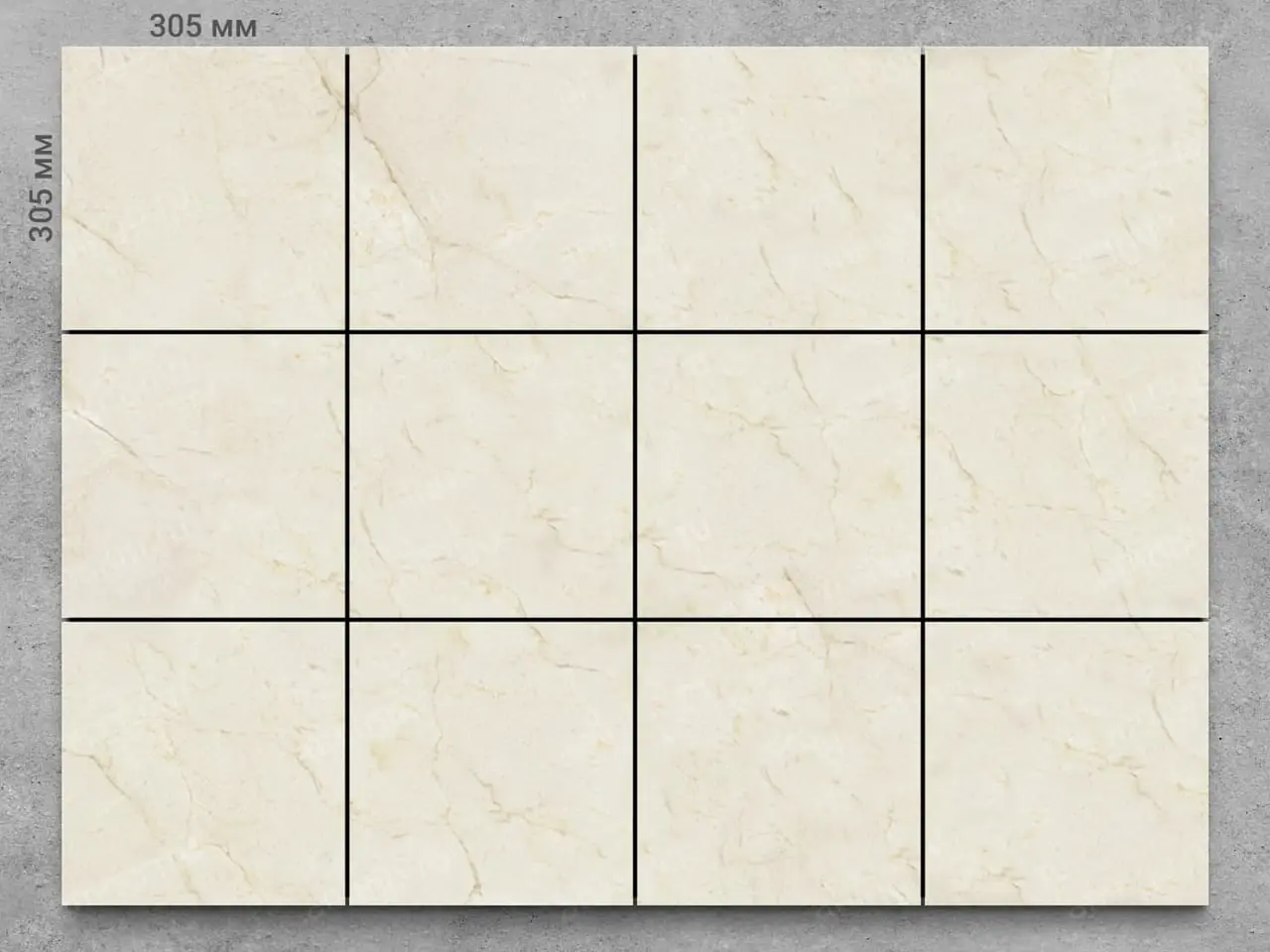 Плитка из мрамора CREMA MARFIL EXTRA полированный 305x305x10 мм, код 13267