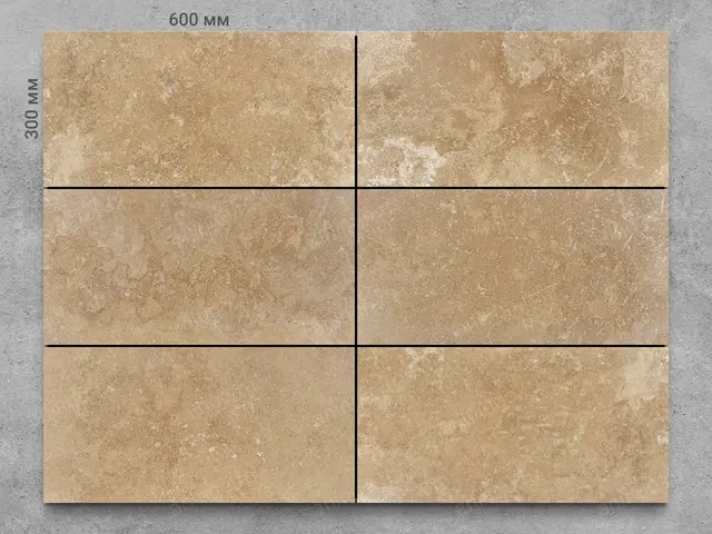 Плитка из травертина DIAMOND C/P полированный 600x300x15 мм, код 1201
