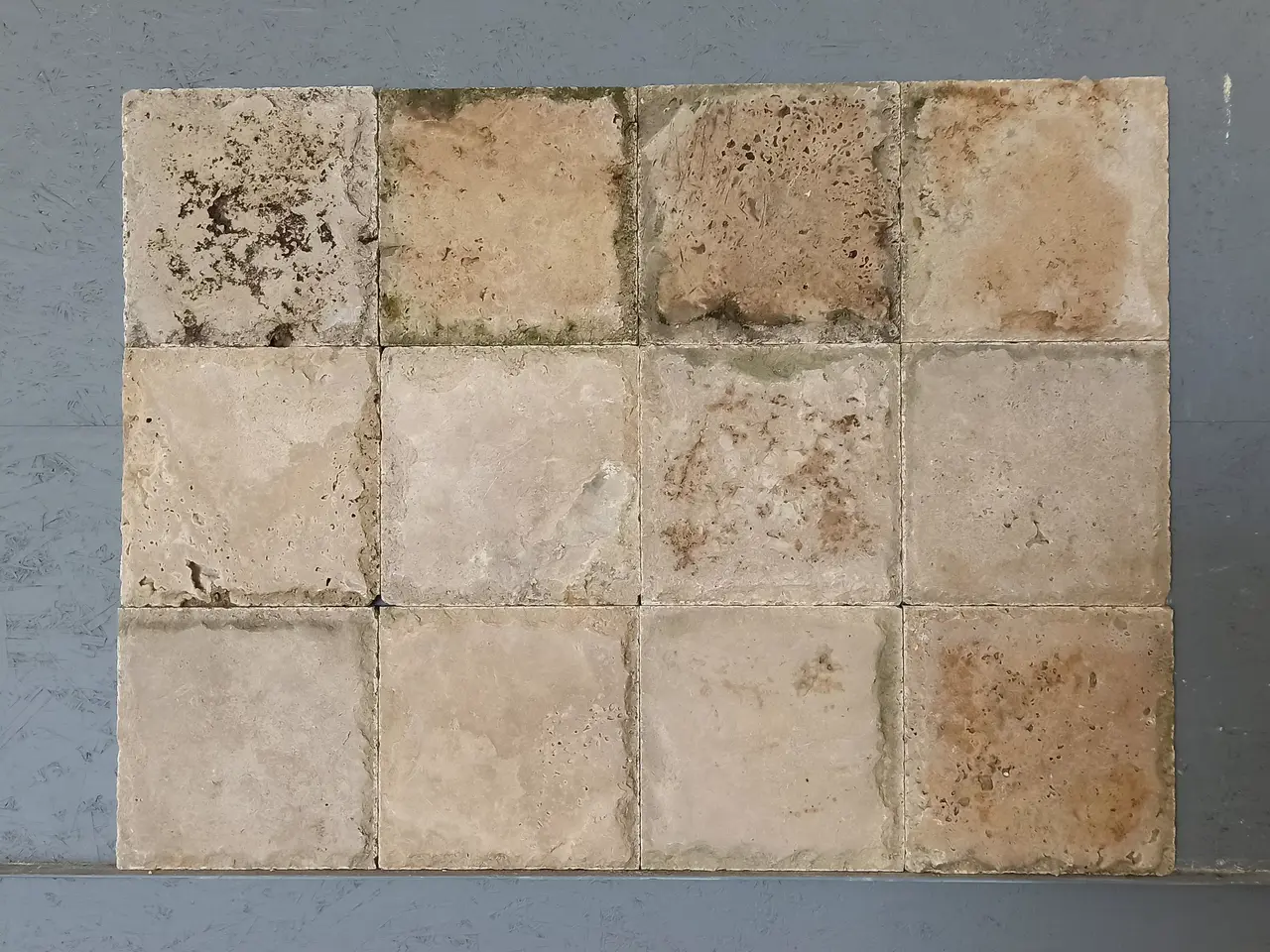 Брусчатка из ТРАВЕРТИНА колотая 300x300x30 мм, код 9327