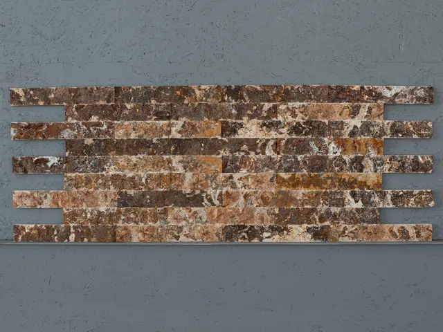 Плитка из травертина ZEBRA BROWN CROSS колотый 300x50x20 мм, код 17270