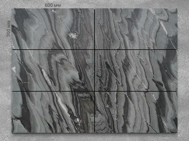 Плитка из мрамора ADILLA BLACK полированный 600x300x20 мм, код 1204