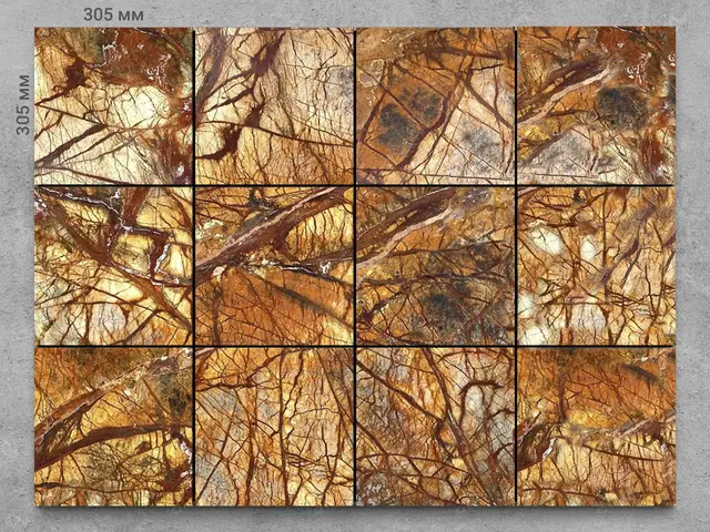 Плитка из мрамора BIDASAR GOLD полированный 305x305x12 мм, код 1306