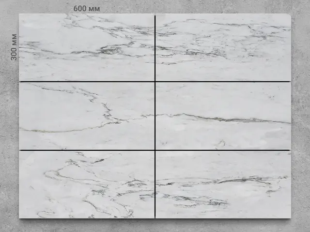 Плитка из мрамора BIANCO CARRARA полированный 600x300x20 мм, код 1293