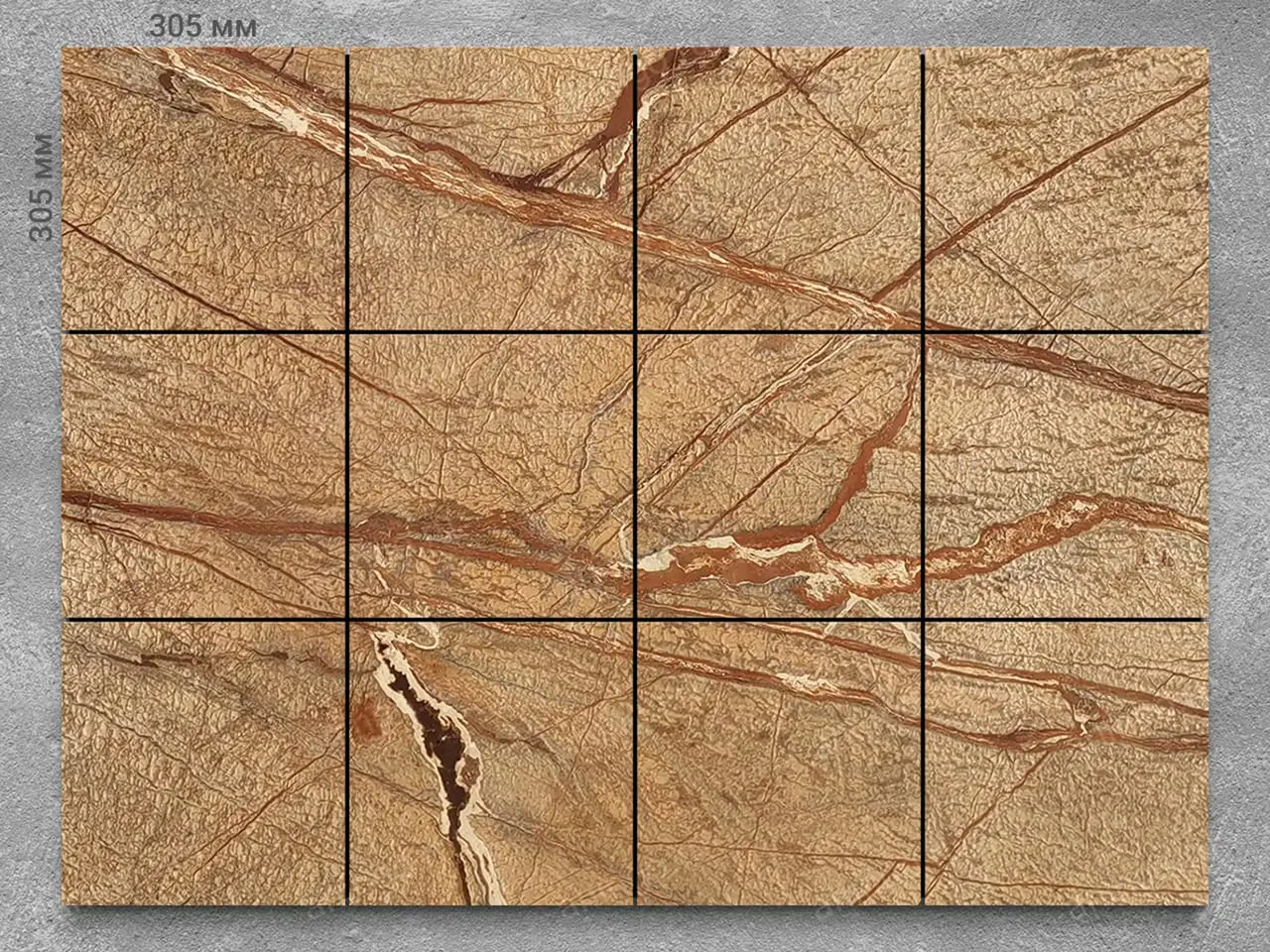 Плитка из мрамора BIDASAR BROWN антик 305x305x12 мм, код 1305