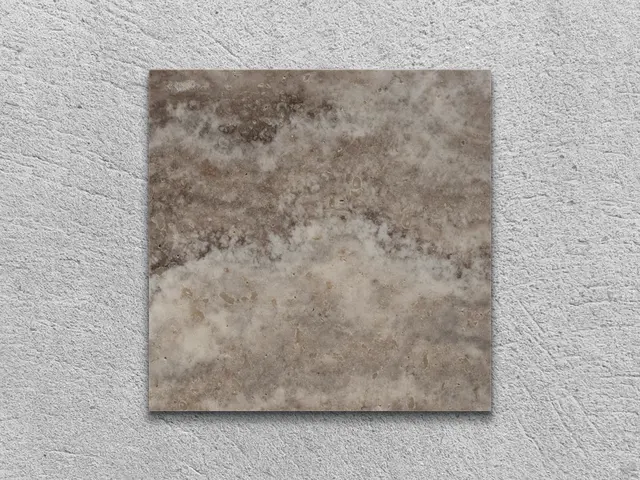 Слэб из травертина SILVER V/P полированный 100x100x20 мм, код 17628