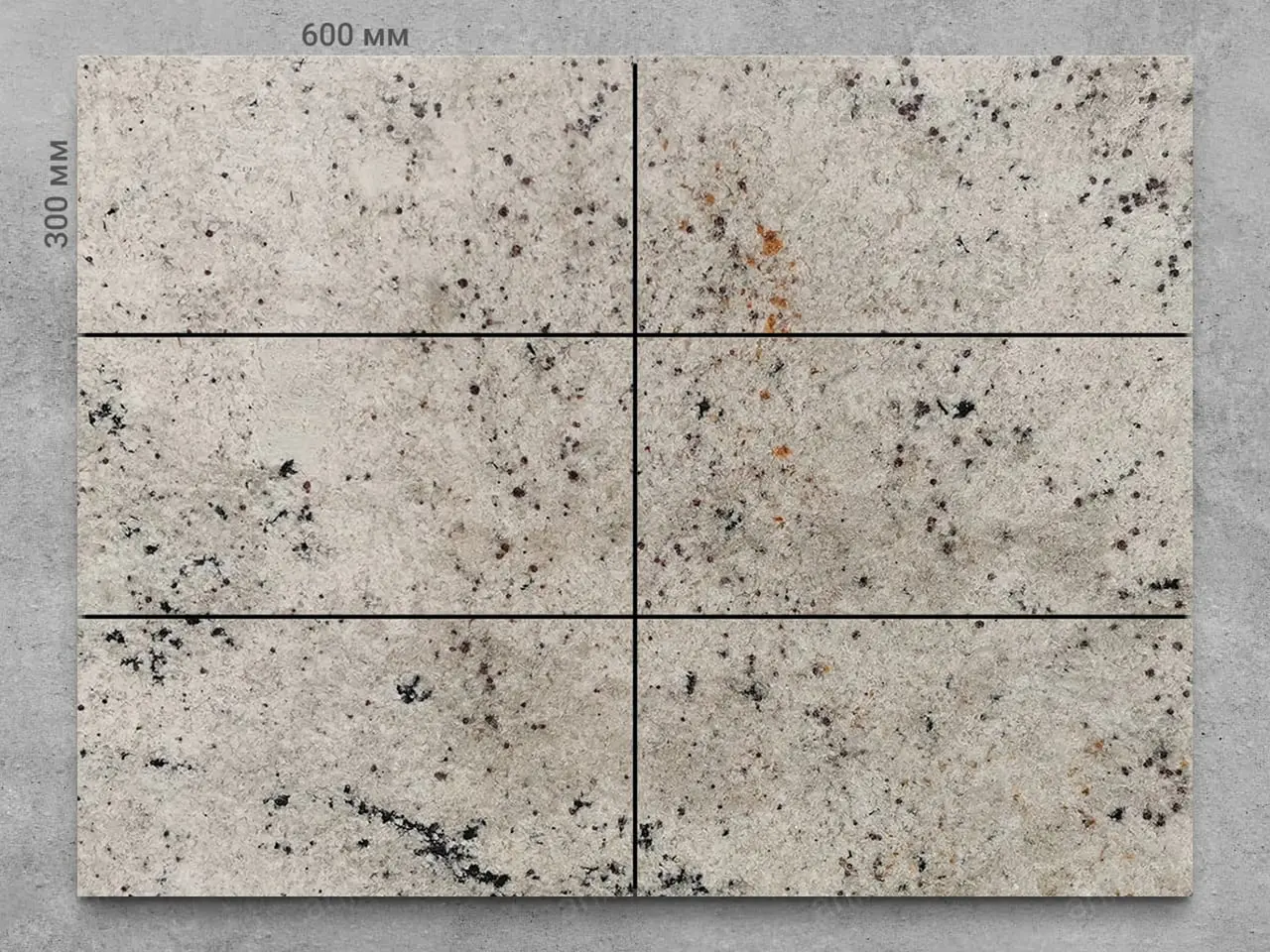 Плитка из гранита RIVER WHITE полированный 600x300x18 мм, код 908