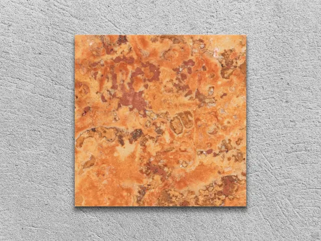 Слэб из травертина PERSIAN RED C/H шлифованный 100x100x30 мм, код 4009