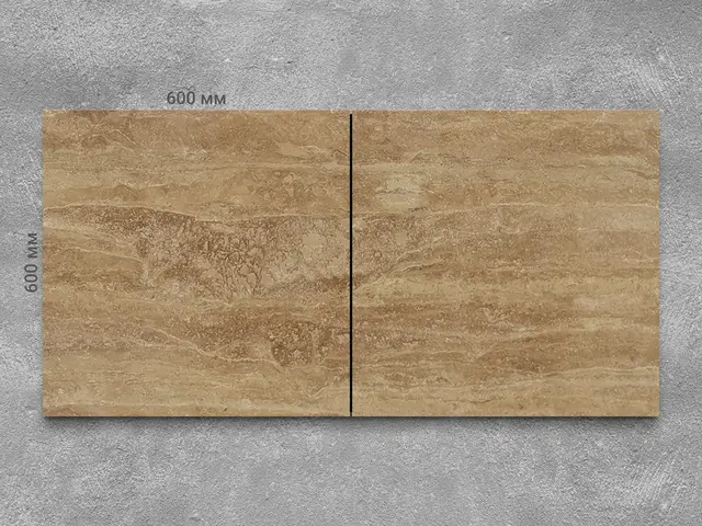 Плитка из травертина DIAMOND V/P полированный 600x600x20 мм, код 1727