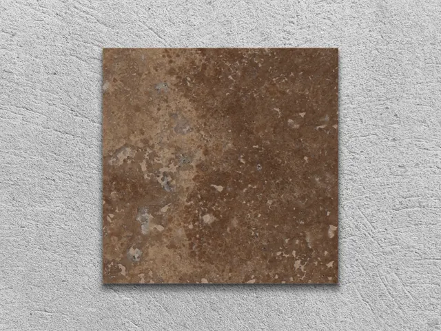 Слэб из травертина NOCE V/P полированный 100x100x20 мм, код 2487