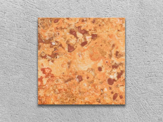 Слэб из травертина PERSIAN RED C/H шлифованный 100x100x20 мм, код 4008