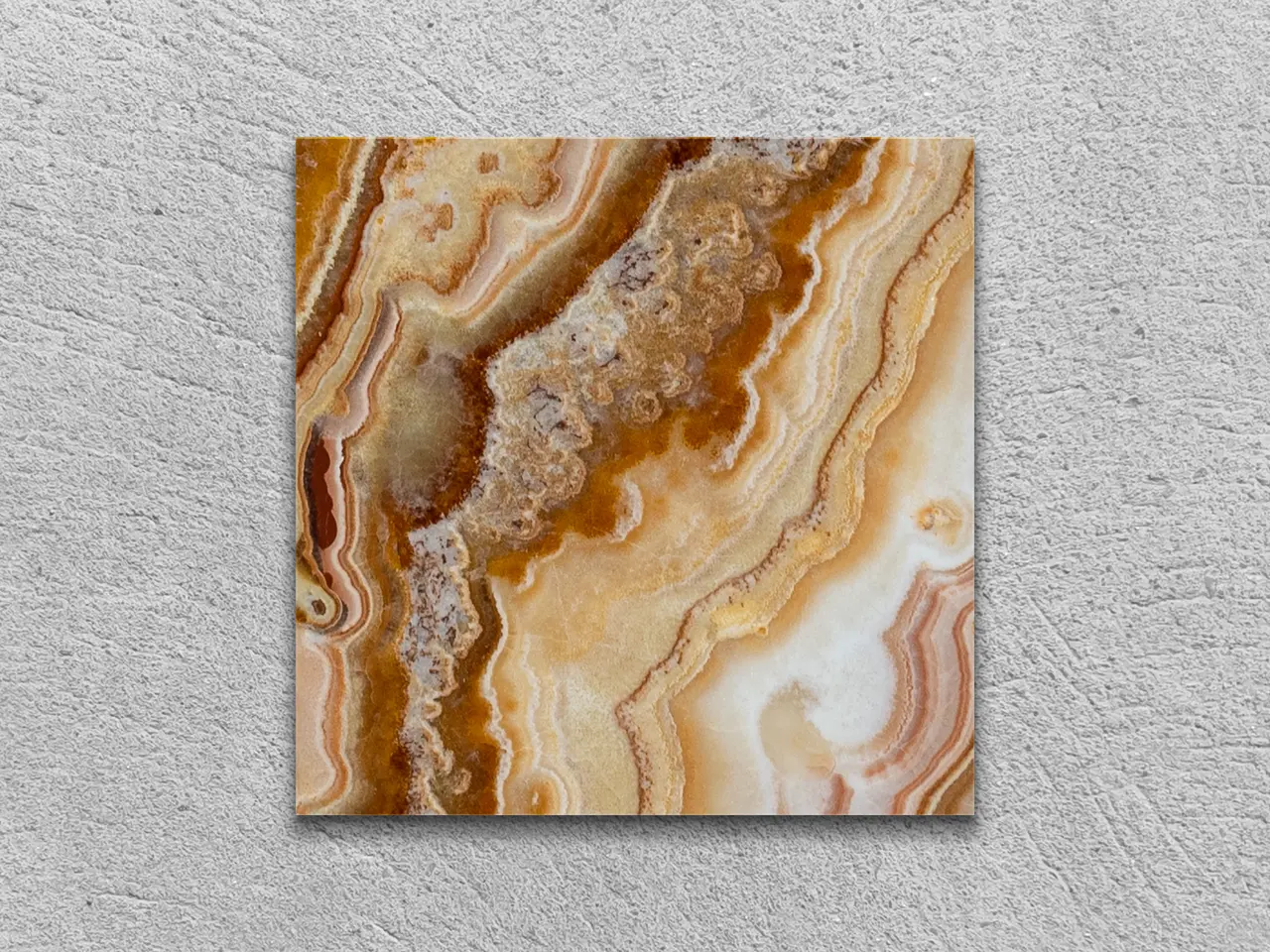 Слэб из оникса ONICE ROMANTIC BROWN полированный 100x100x20 мм, код 19554