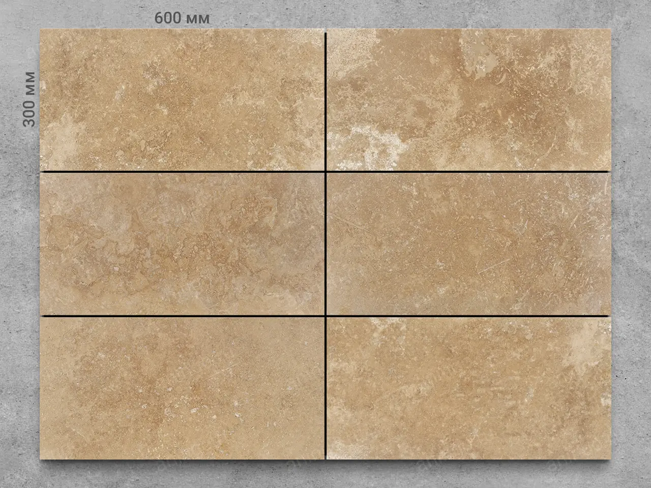 Плитка из травертина DIAMOND C/P полированный 600x300x15 мм, код 1201