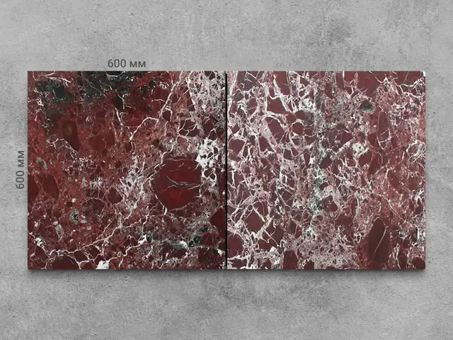 Плитка из мрамора ROSSO LEVANTO полированный 600x600x20 мм, код 1724