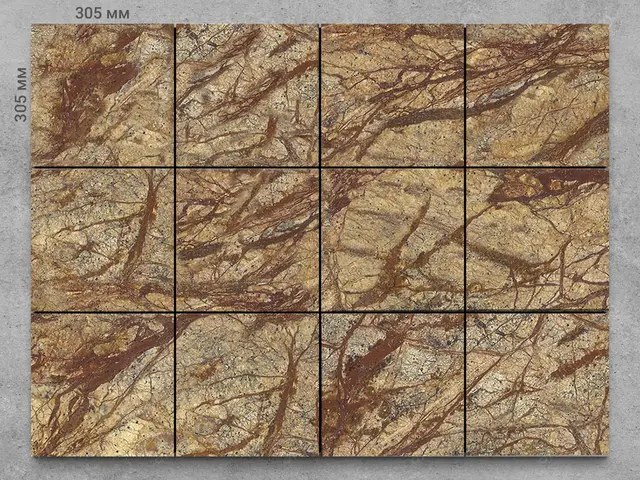 Плитка из мрамора BIDASAR BROWN полированный 305x305x12 мм, код 1304