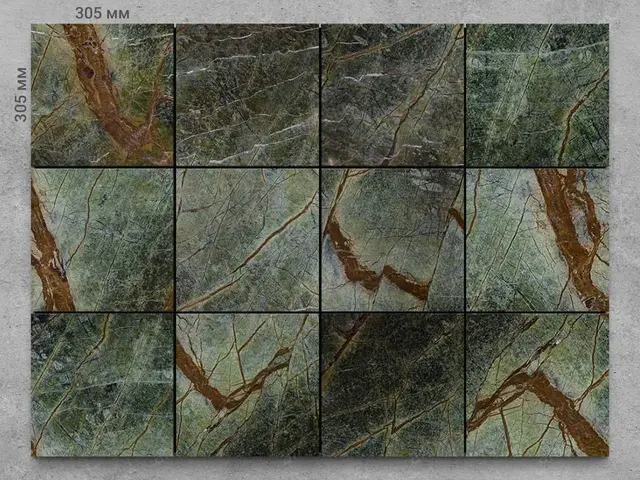 Плитка из мрамора BIDASAR GREEN полированный 305x305x12 мм, код 1308