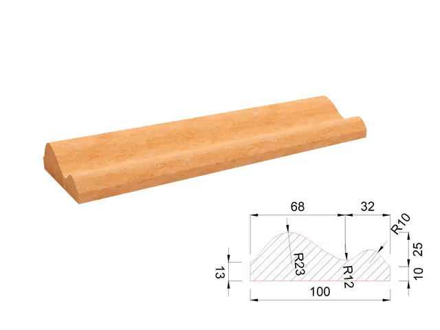 Карниз из травертина DIAMOND VEIN M6 600x100x35 мм, код 27726