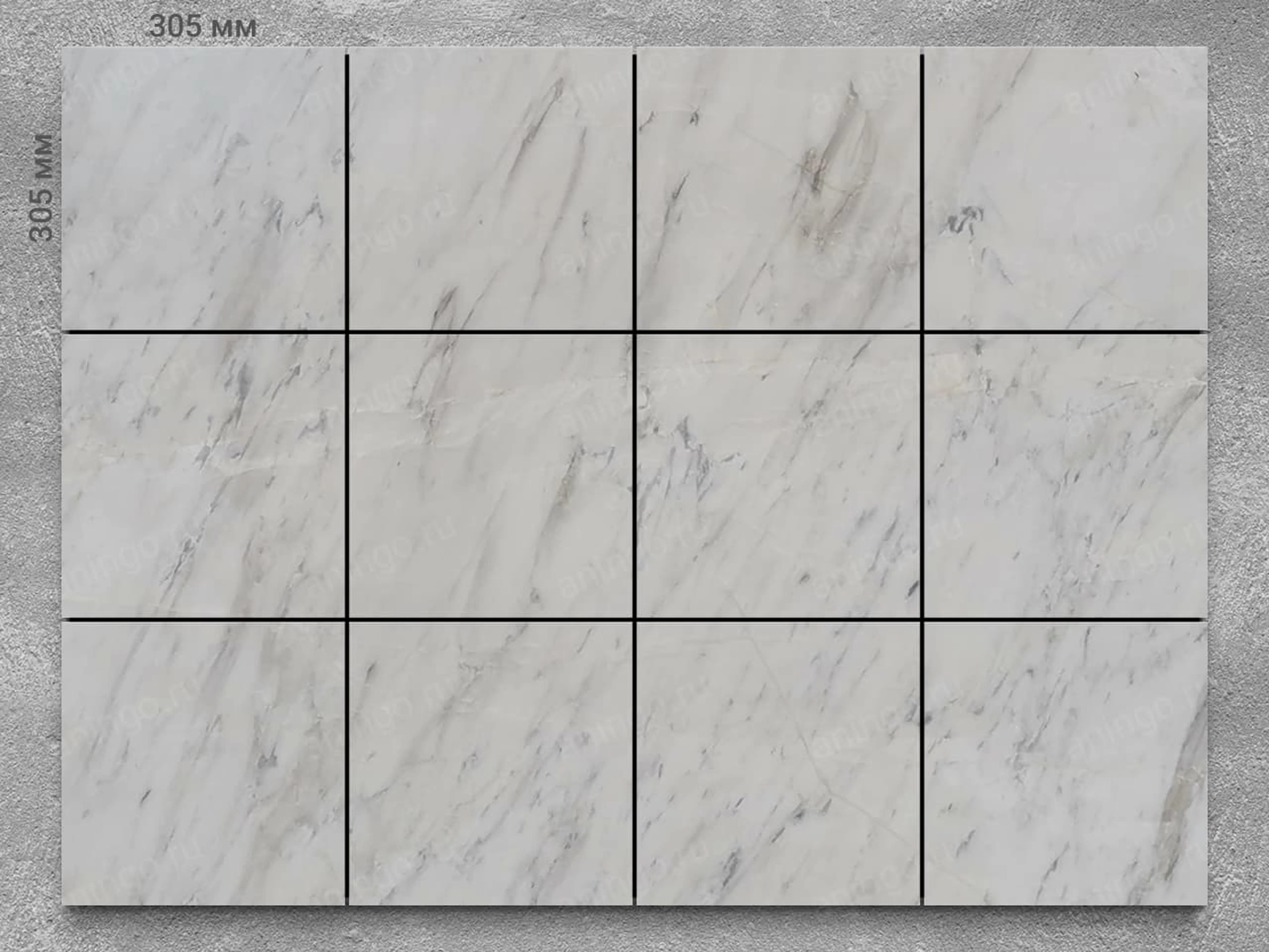 Плитка из мрамора VOLAKAS полированный 305x305x12 мм, код 1675