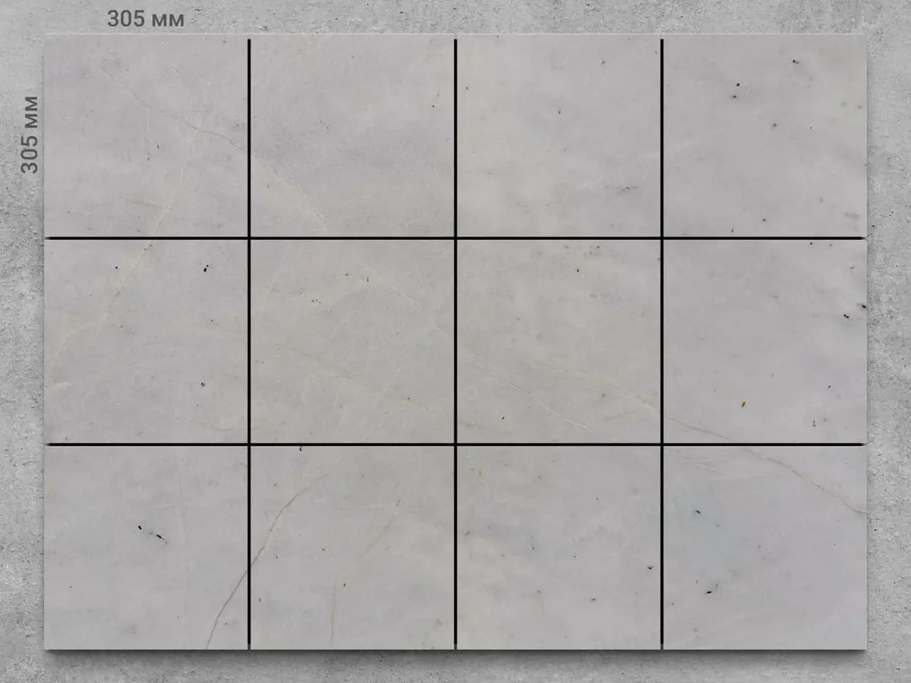 Плитка из мрамора PURE WHITE полированный 305x305x12 мм, код 1733