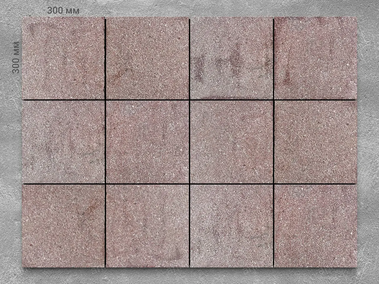 Плитка из гранита PARFIR RED термообработанный 300x300x18 мм, код 12806
