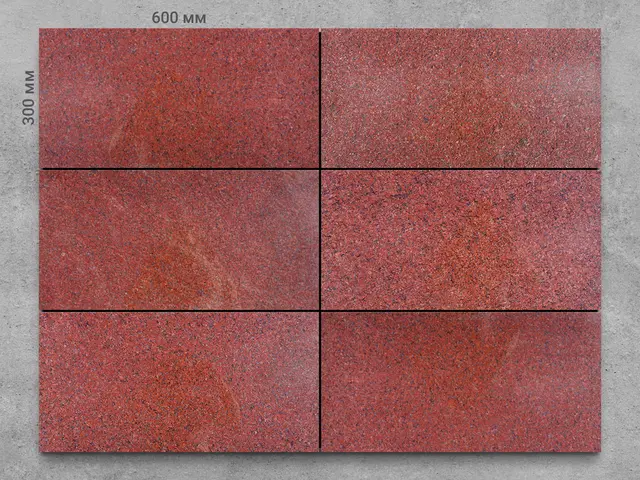 Плитка из гранита JHANSI RED полированный 600x300x30 мм, код 3959
