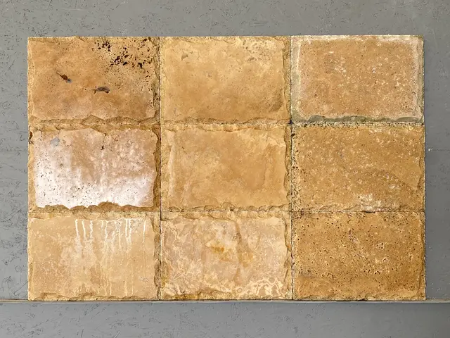 Брусчатка из ТРАВЕРТИНА колотая 450x300x30 мм, код 9324