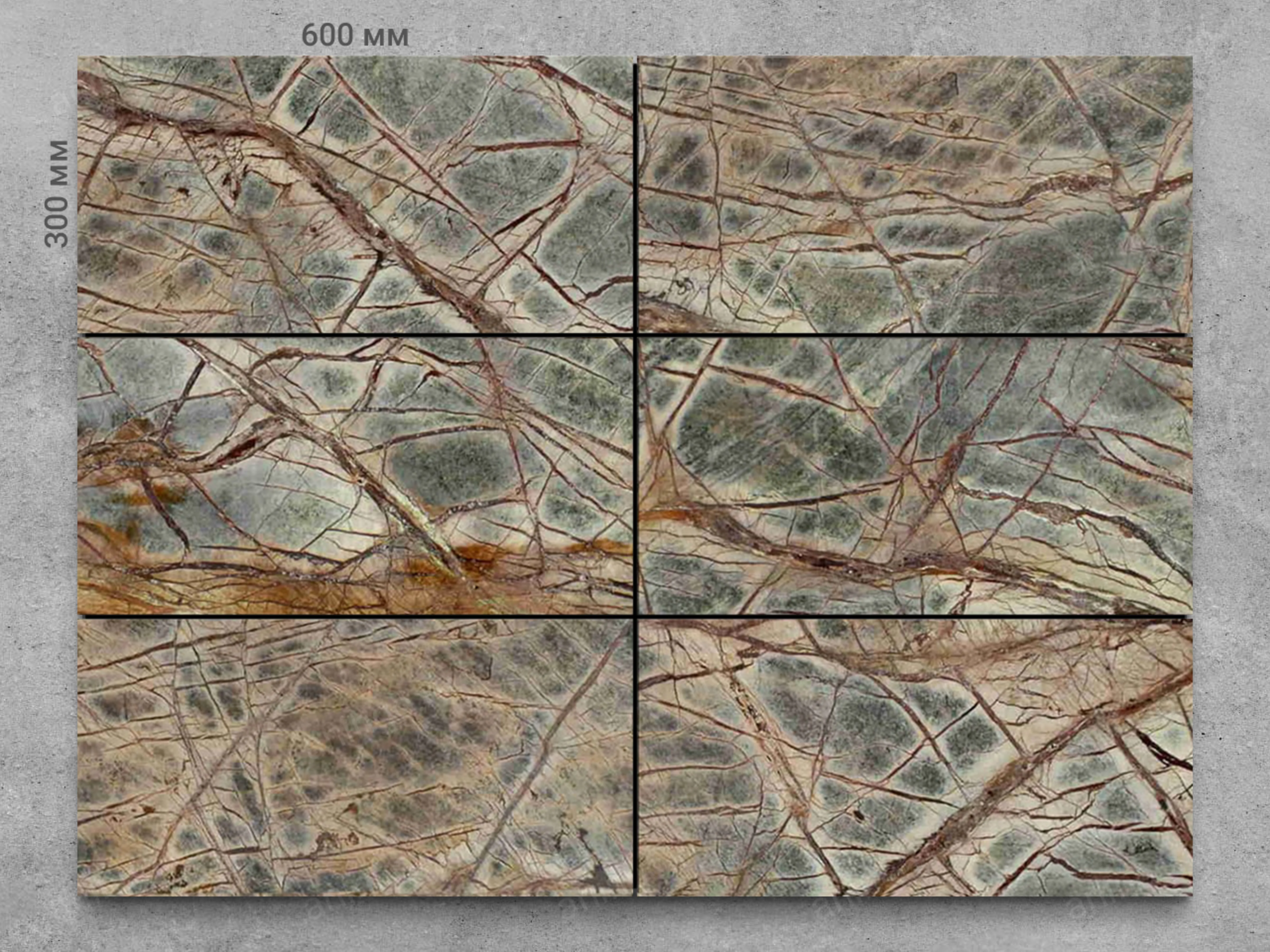 Плитка из мрамора BIDASAR GREEN антик 600x300x20 мм, код 1205