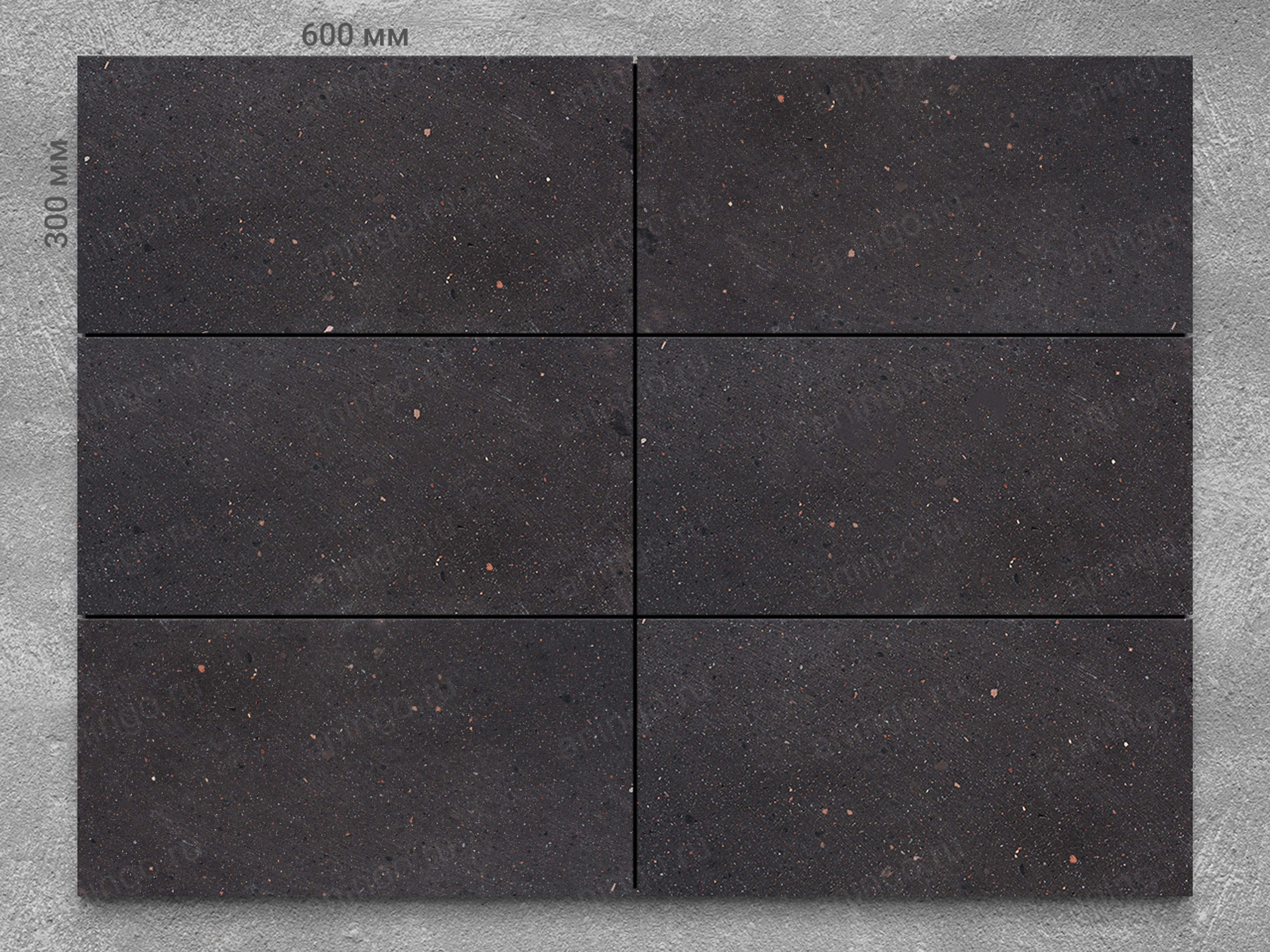 Плитка из туфа BLACK TUF 600x300x20 мм, код 16522