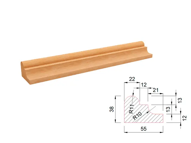 Карниз из травертина DIAMOND VEIN M5 600x55x38 мм, код 27725