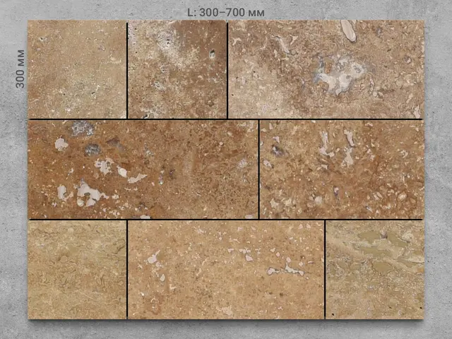 Плитка из травертина DIAMOND MIX полированный Lx300x10 мм, код 3983
