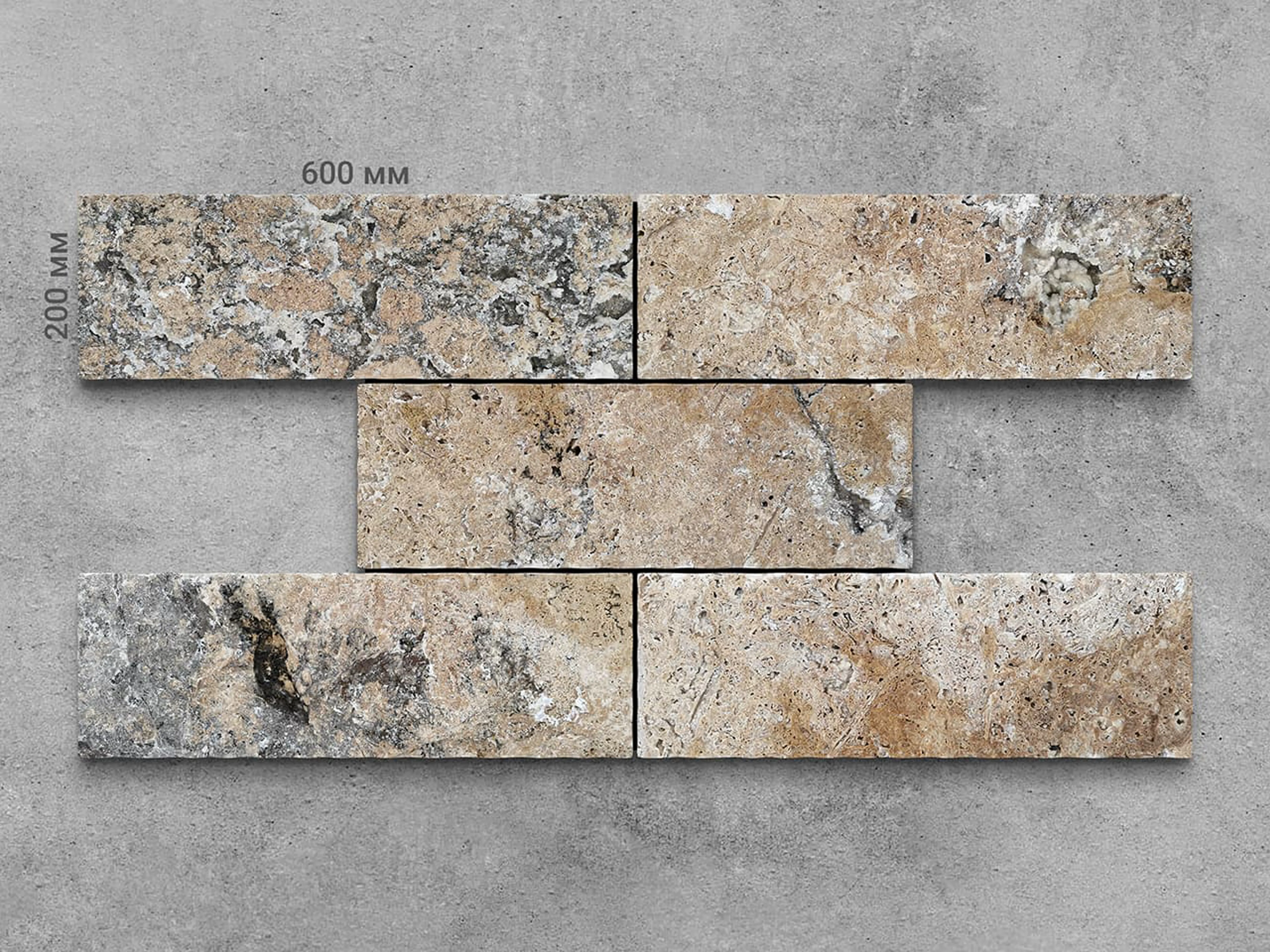 Плитка из травертина SPLIT FACE 600x200x40 мм, код 8236