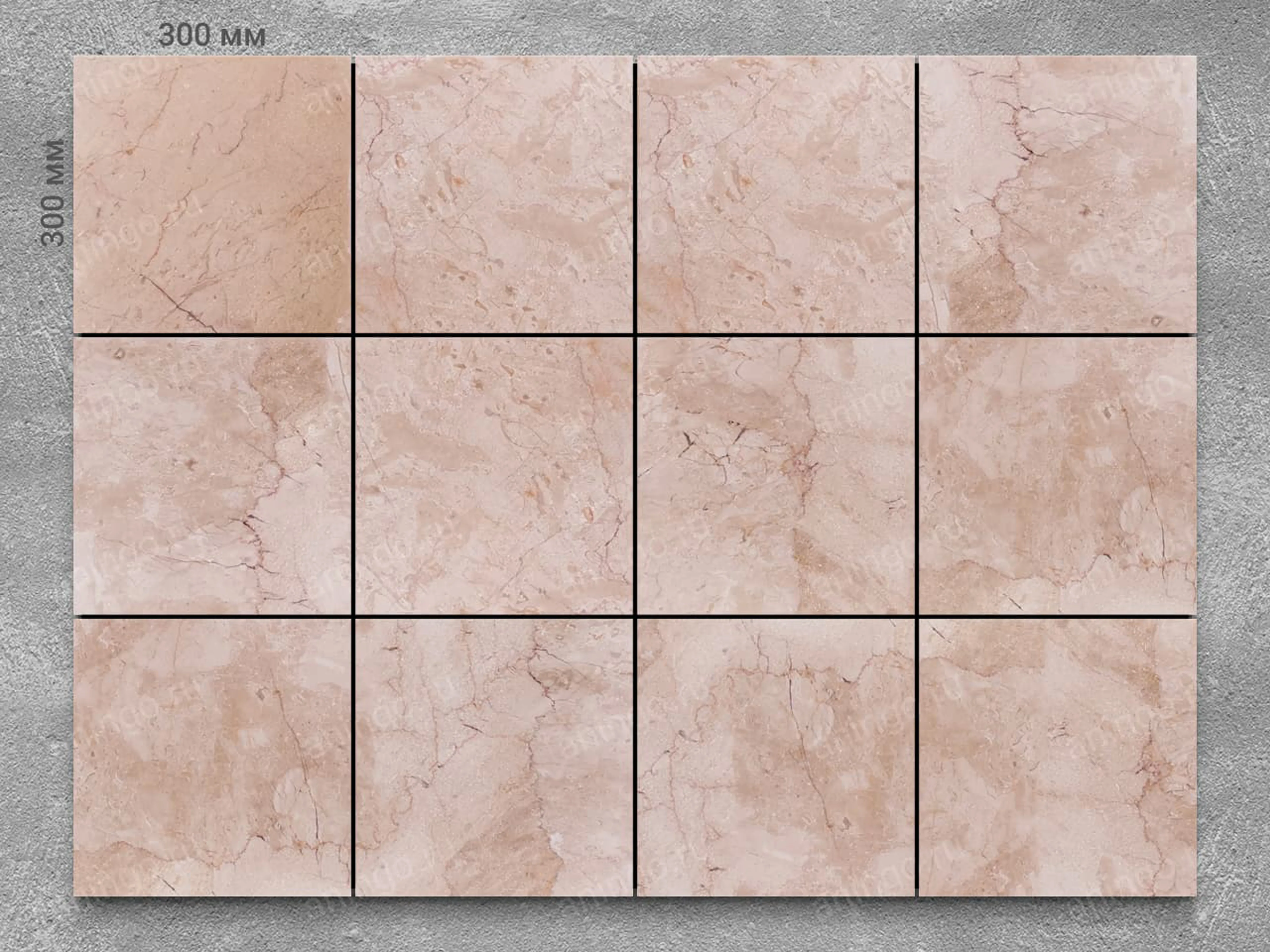 Плитка из мрамора CREMA NOVA полированный 300x300x20 мм, код 9323